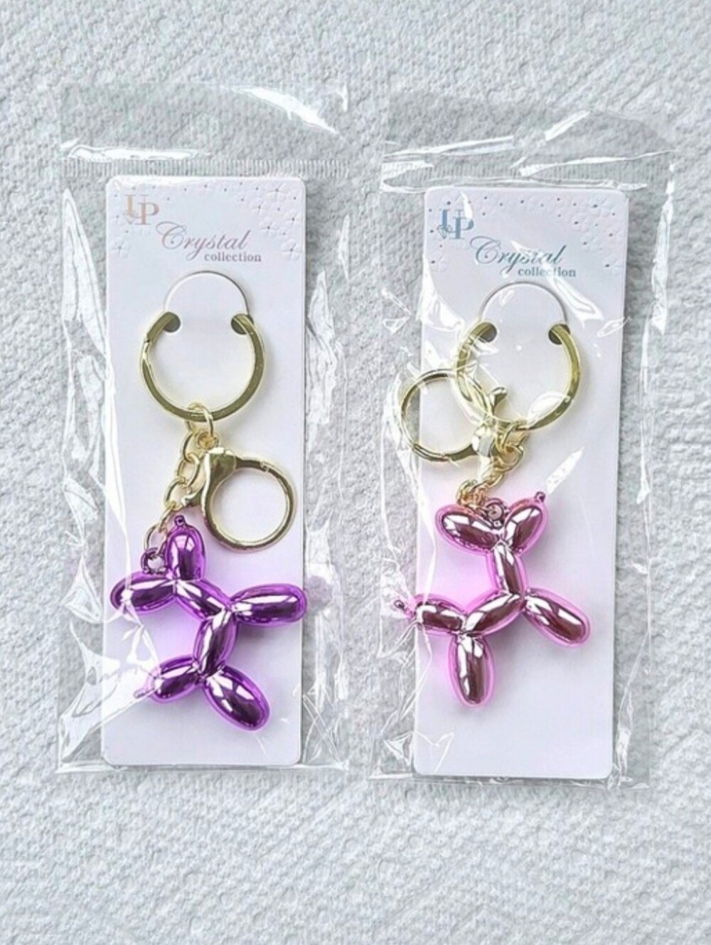 Balloon Dog Metallic Keychain/Bag Charms - Set Of 2